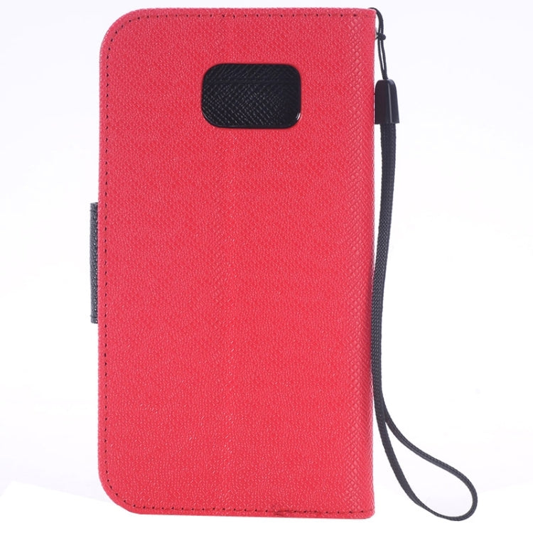 For Galaxy S6 Edge Grain Texture Horizontal Flip Magnetic Buckle Contrast Color Leather Case with Card Slots & Wallet & Holder & Lanyard