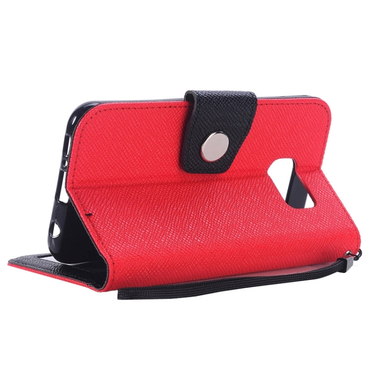 For Galaxy S6 Edge Grain Texture Horizontal Flip Magnetic Buckle Contrast Color Leather Case with Card Slots & Wallet & Holder & Lanyard