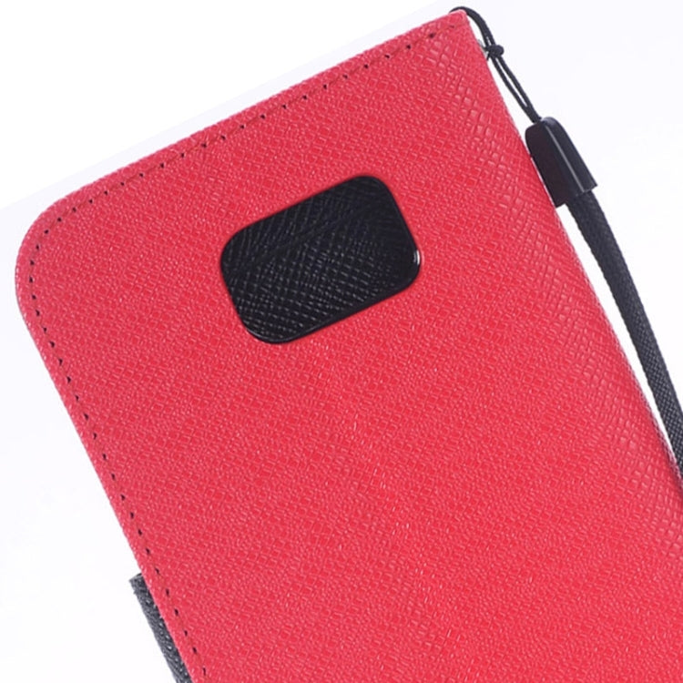 For Galaxy S6 Edge Grain Texture Horizontal Flip Magnetic Buckle Contrast Color Leather Case with Card Slots & Wallet & Holder & Lanyard