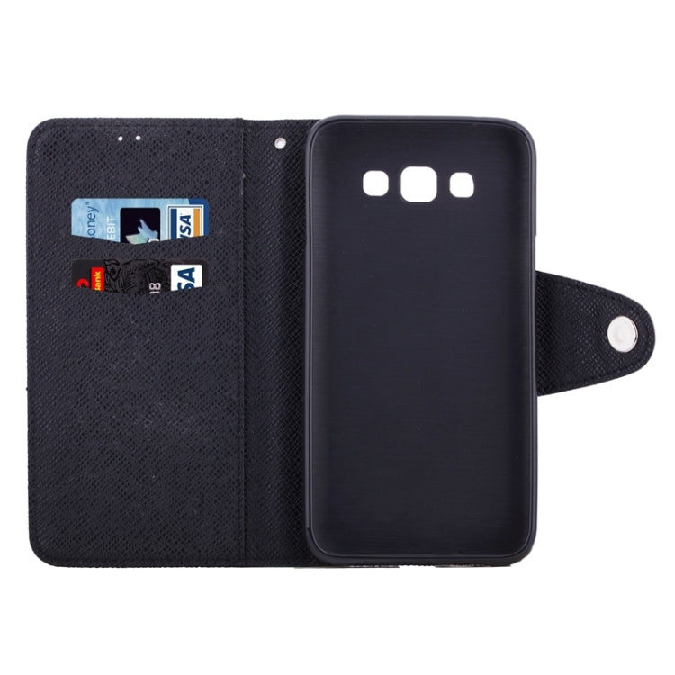 Cross Texture Horizontal Flip Leather Case with Holder & Card Slots for Galaxy E7