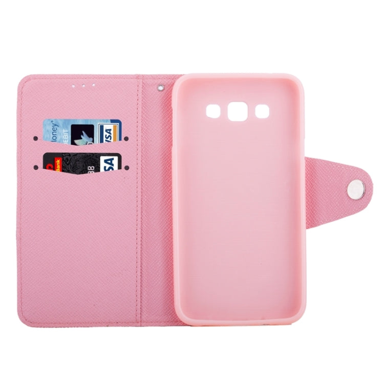 Cross Texture Horizontal Flip Leather Case with Holder & Card Slots for Galaxy E7