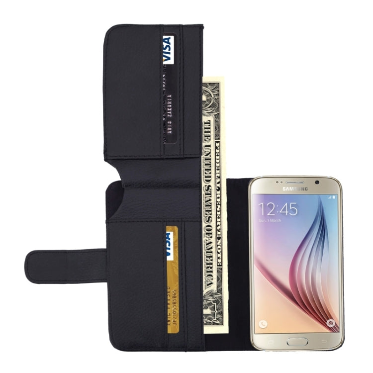 For Galaxy S6 Litchi Texture Leather Case with Seven Card Slots & Wallet (Black)