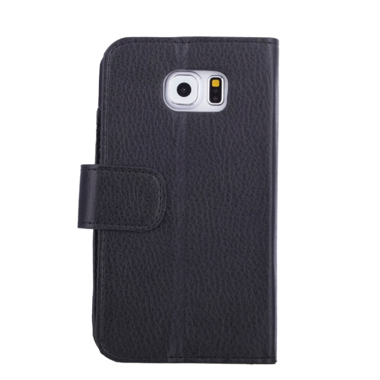 For Galaxy S6 Litchi Texture Leather Case with Seven Card Slots & Wallet (Black)