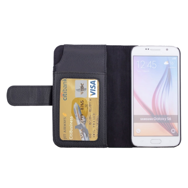 For Galaxy S6 Litchi Texture Leather Case with Seven Card Slots & Wallet (Black)