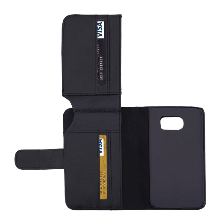For Galaxy S6 Litchi Texture Leather Case with Seven Card Slots & Wallet (Black)
