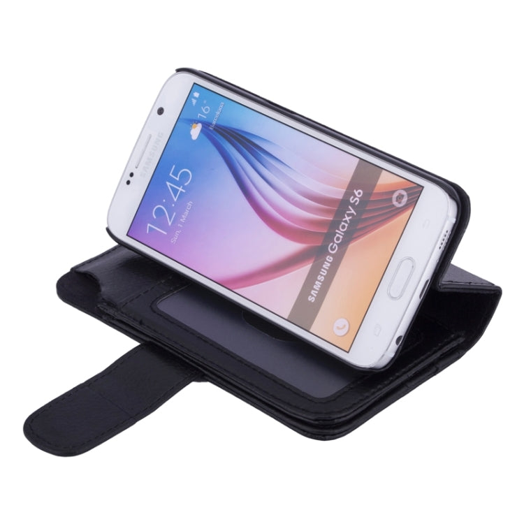 For Galaxy S6 Litchi Texture Leather Case with Seven Card Slots & Wallet (Black)