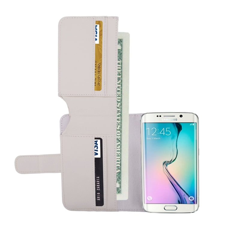 For Galaxy S6 Edge Litchi Texture Leather Case with Seven Card Slots & Wallet (White)