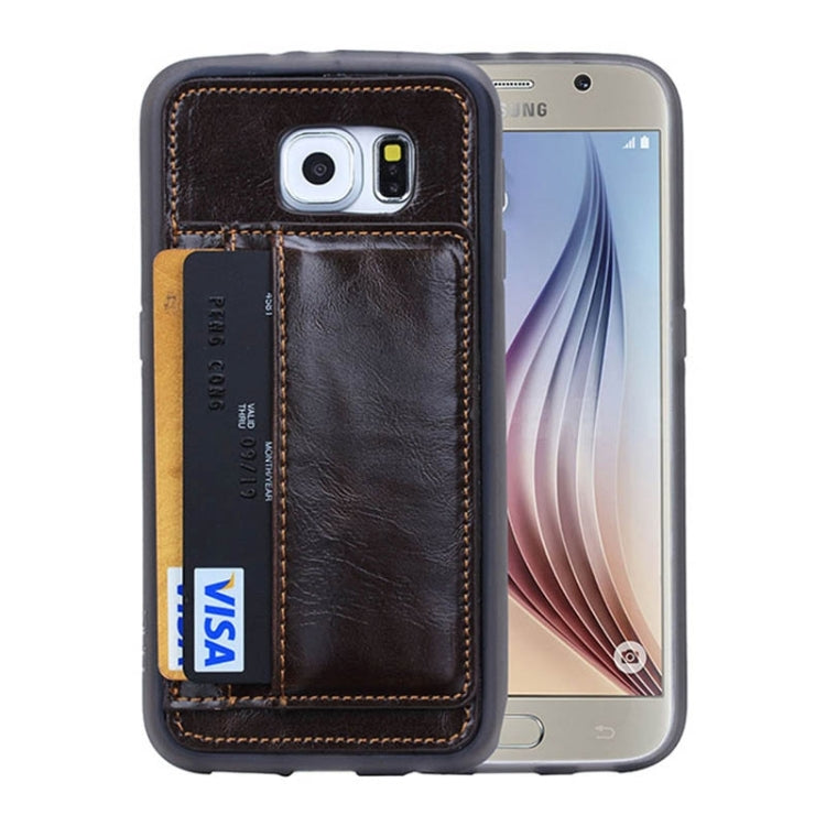 For Galaxy S6 / G920 Crazy Horse Texture PU Leather + TPU + PC Case with Card Slots & Holder