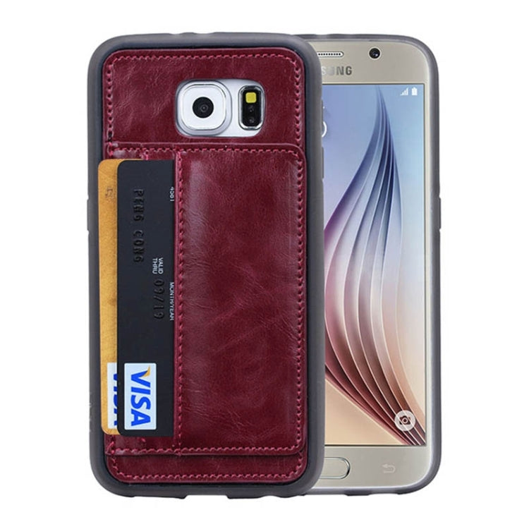 For Galaxy S6 / G920 Crazy Horse Texture PU Leather + TPU + PC Case with Card Slots & Holder