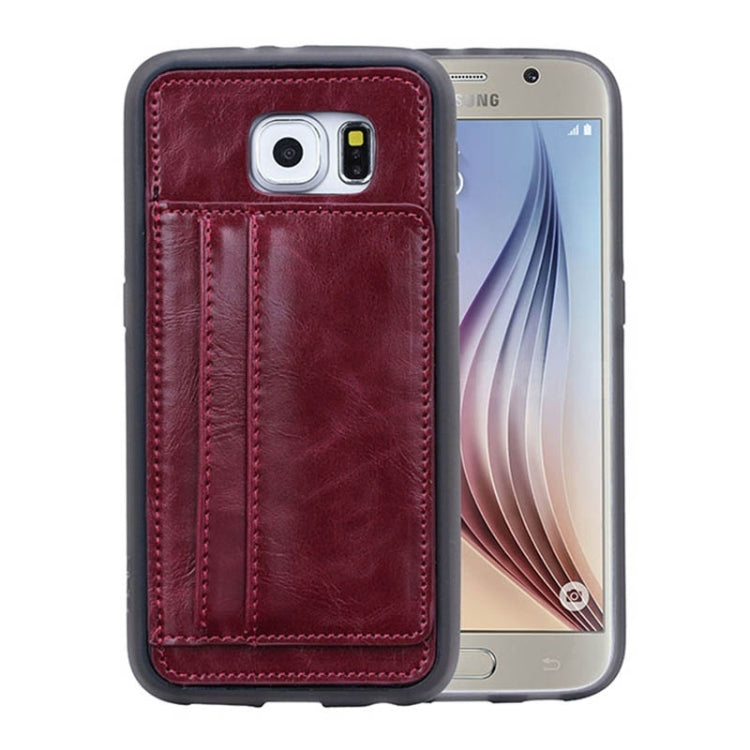 For Galaxy S6 / G920 Crazy Horse Texture PU Leather + TPU + PC Case with Card Slots & Holder