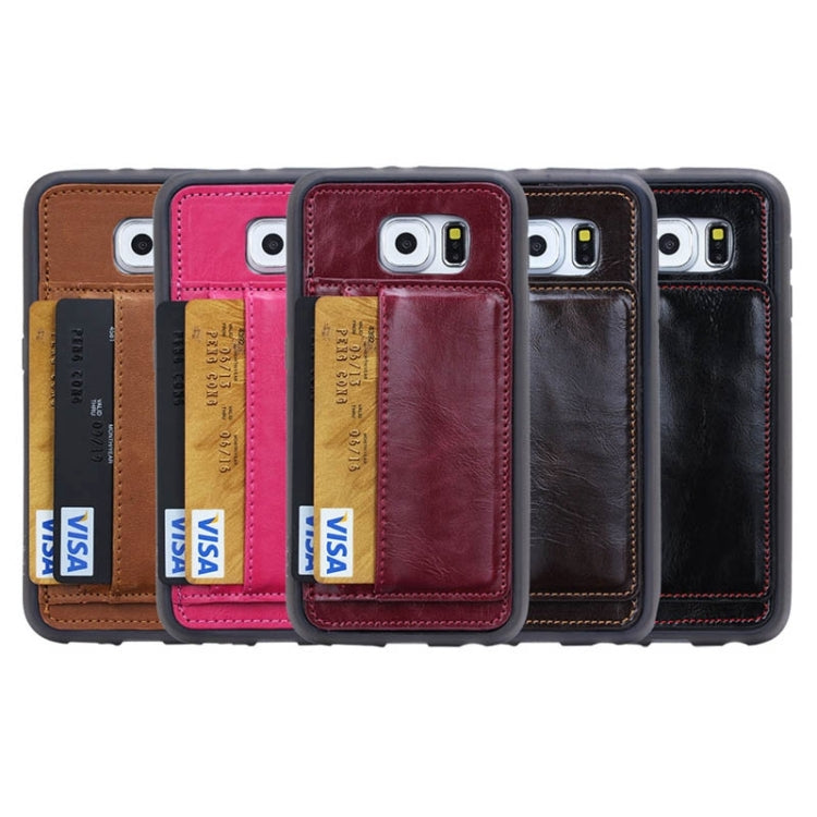 For Galaxy S6 / G920 Crazy Horse Texture PU Leather + TPU + PC Case with Card Slots & Holder
