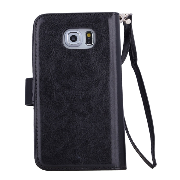 For Galaxy S6 Wallet Style Litchi Texture Leather Case with Nine Card Slots & Lanyard