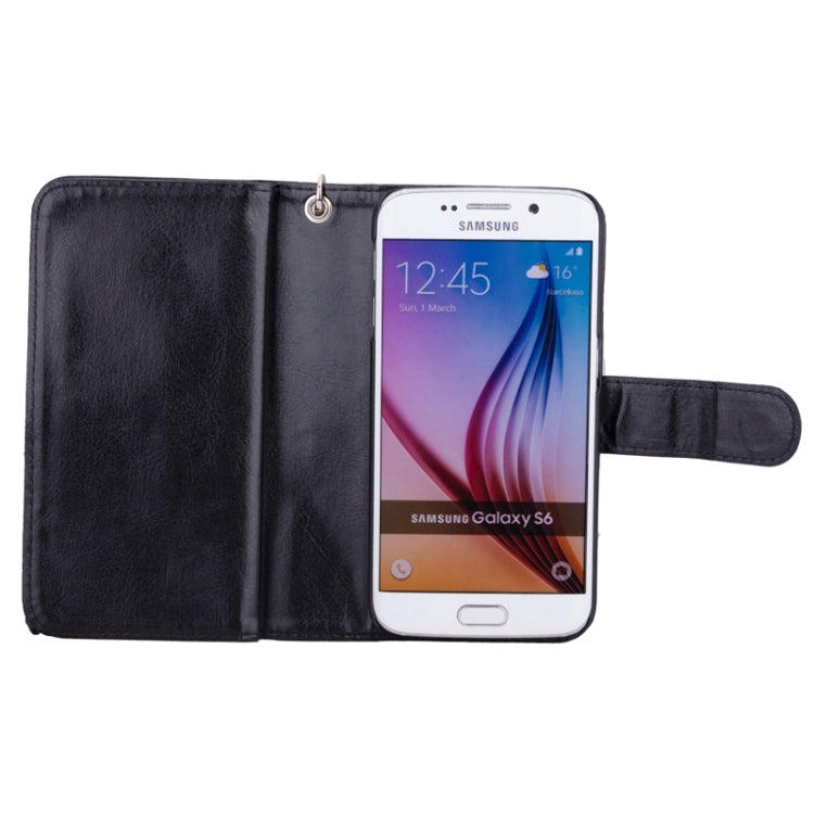 For Galaxy S6 Wallet Style Litchi Texture Leather Case with Nine Card Slots & Lanyard