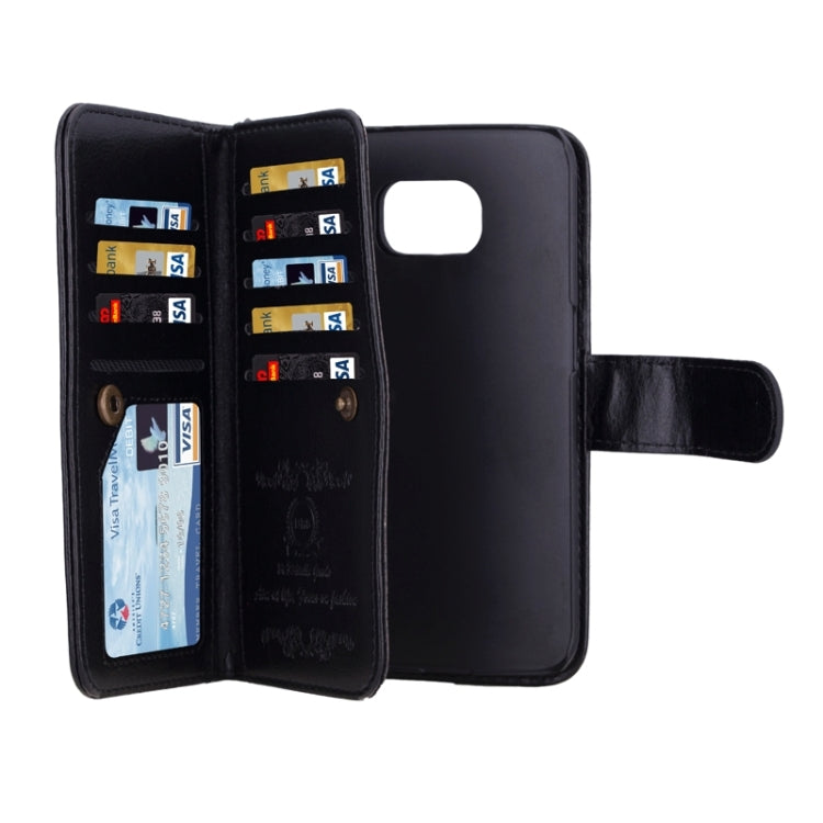 For Galaxy S6 Wallet Style Litchi Texture Leather Case with Nine Card Slots & Lanyard