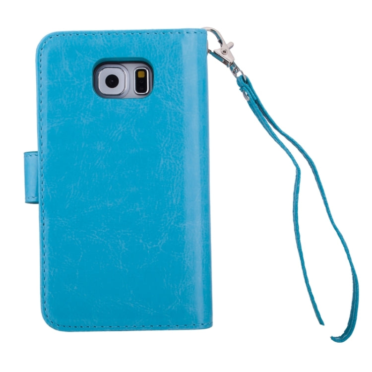 For Galaxy S6 Wallet Style Litchi Texture Leather Case with Nine Card Slots & Lanyard