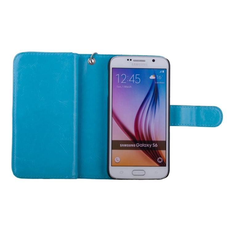 For Galaxy S6 Wallet Style Litchi Texture Leather Case with Nine Card Slots & Lanyard