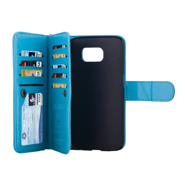 For Galaxy S6 Wallet Style Litchi Texture Leather Case with Nine Card Slots & Lanyard
