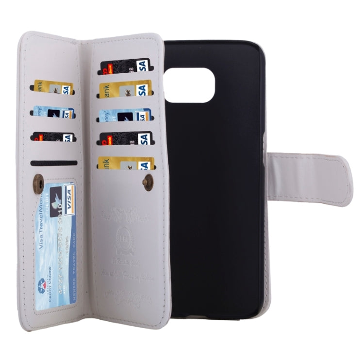 For Galaxy S6 Wallet Style Litchi Texture Leather Case with Nine Card Slots & Lanyard