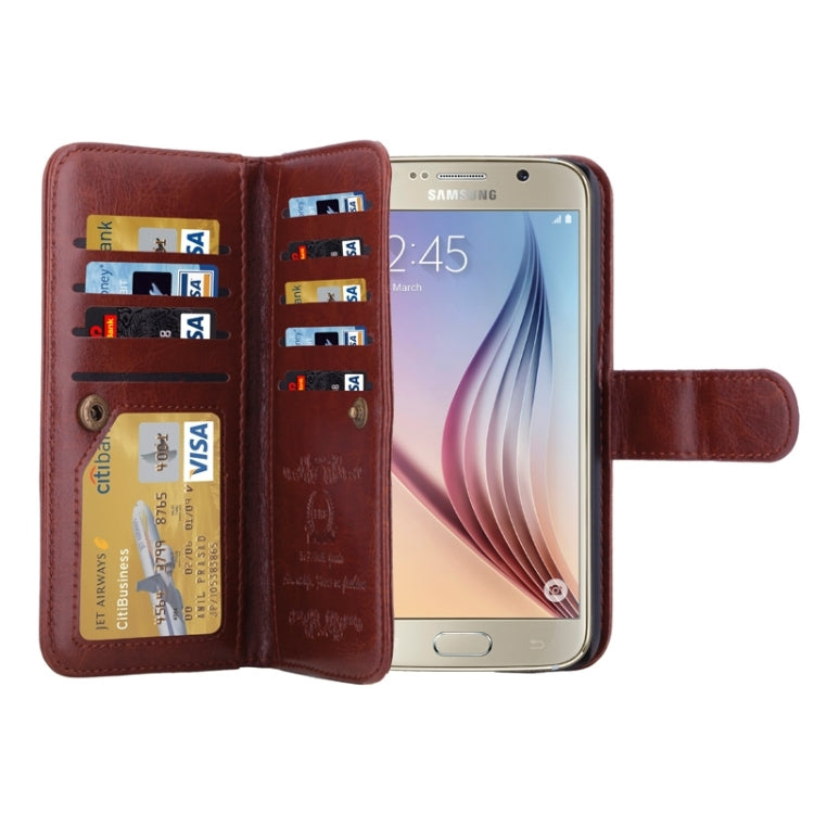 For Galaxy S6 Wallet Style Litchi Texture Leather Case with Nine Card Slots & Lanyard