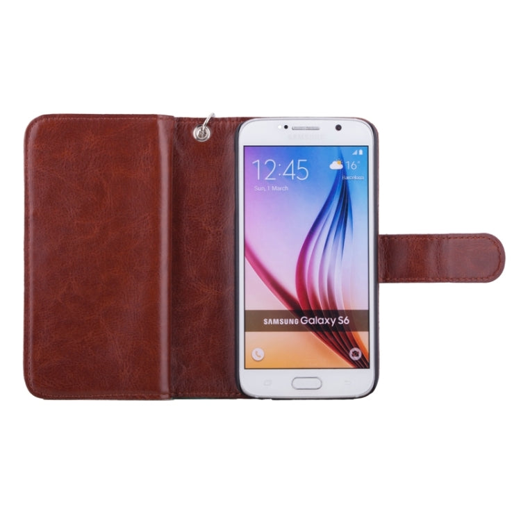 For Galaxy S6 Wallet Style Litchi Texture Leather Case with Nine Card Slots & Lanyard