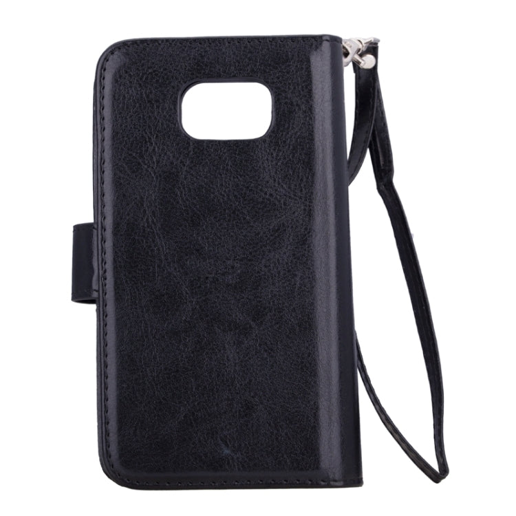 For Galaxy S6 Edge Wallet Style Litchi Texture Leather Case with Nine Card Slots & Lanyard