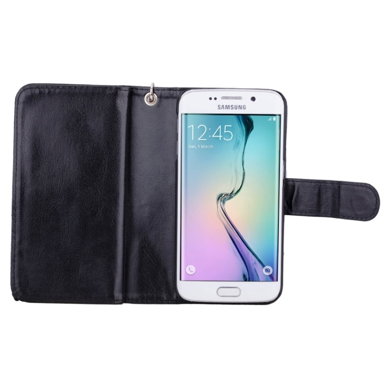 For Galaxy S6 Edge Wallet Style Litchi Texture Leather Case with Nine Card Slots & Lanyard