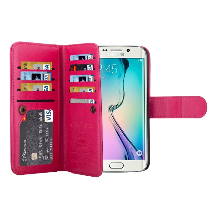 For Galaxy S6 Edge Wallet Style Litchi Texture Leather Case with Nine Card Slots & Lanyard