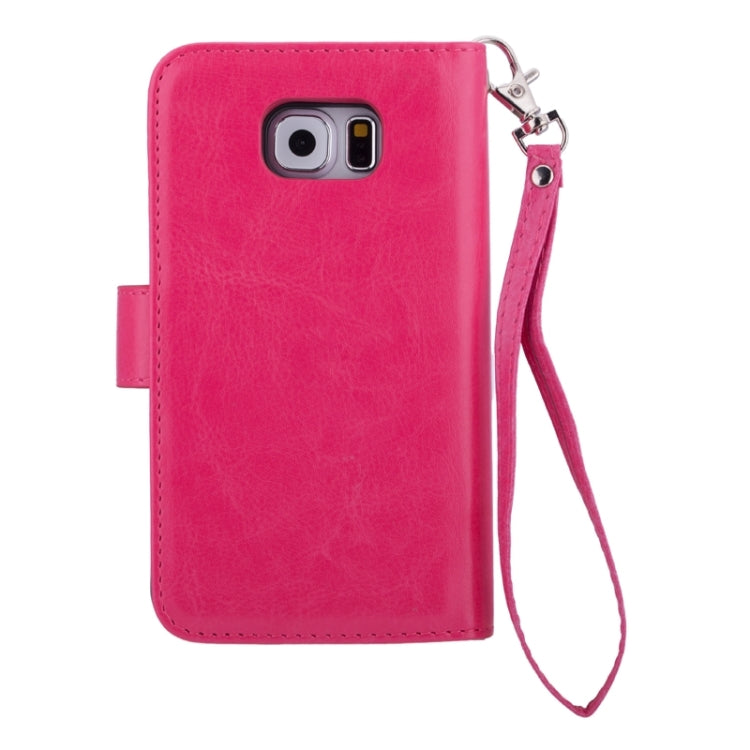 For Galaxy S6 Edge Wallet Style Litchi Texture Leather Case with Nine Card Slots & Lanyard