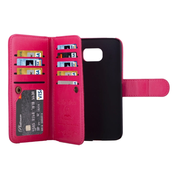 For Galaxy S6 Edge Wallet Style Litchi Texture Leather Case with Nine Card Slots & Lanyard