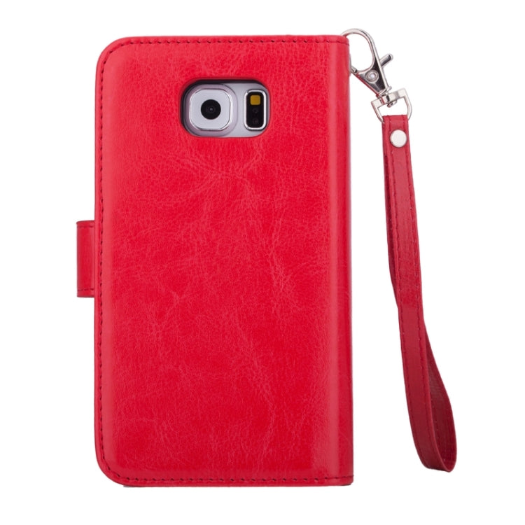 For Galaxy S6 Edge Wallet Style Litchi Texture Leather Case with Nine Card Slots & Lanyard