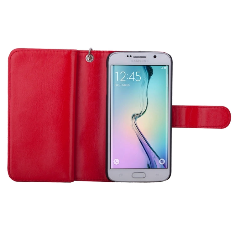 For Galaxy S6 Edge Wallet Style Litchi Texture Leather Case with Nine Card Slots & Lanyard