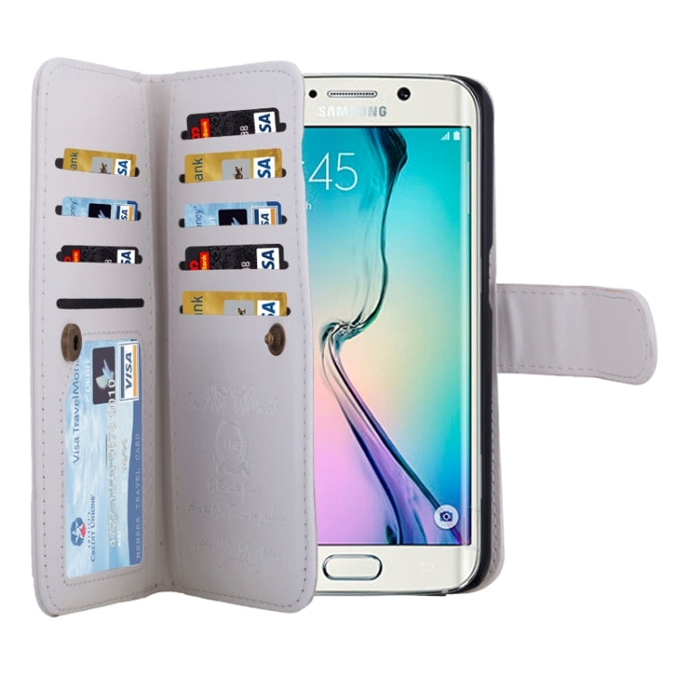 For Galaxy S6 Edge Wallet Style Litchi Texture Leather Case with Nine Card Slots & Lanyard