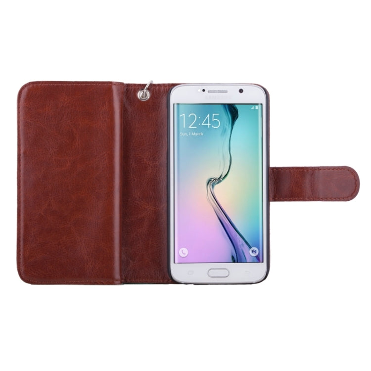 For Galaxy S6 Edge Wallet Style Litchi Texture Leather Case with Nine Card Slots & Lanyard