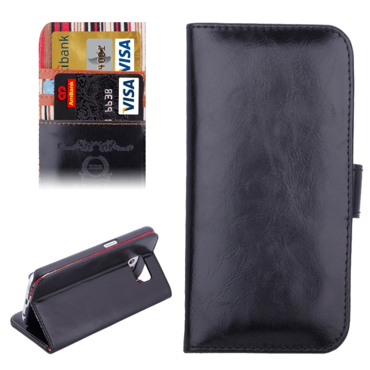 For Galaxy S6 Crazy Texture Leather Case with Card Slots & Wallet & Holder & Stripes Lining