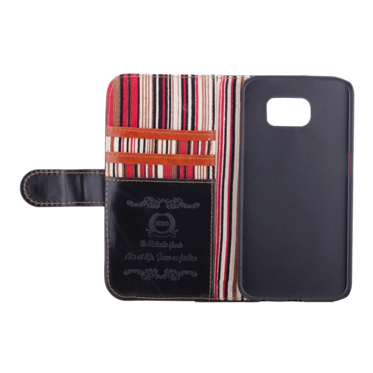 For Galaxy S6 Crazy Texture Leather Case with Card Slots & Wallet & Holder & Stripes Lining