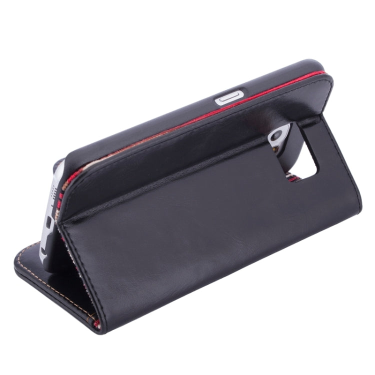 For Galaxy S6 Crazy Texture Leather Case with Card Slots & Wallet & Holder & Stripes Lining