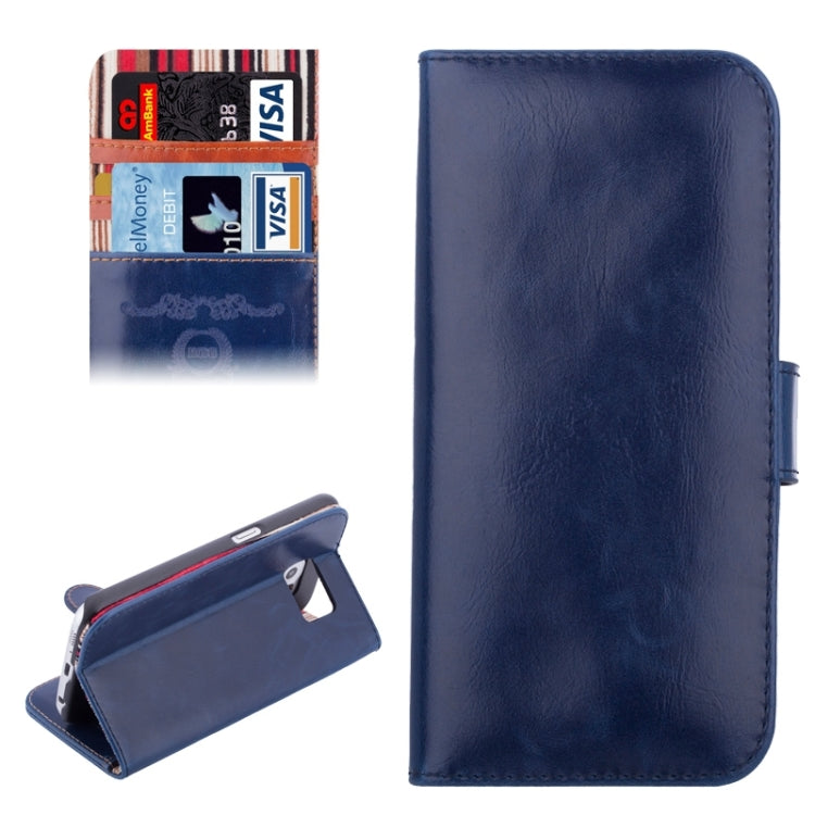 For Galaxy S6 Crazy Texture Leather Case with Card Slots & Wallet & Holder & Stripes Lining