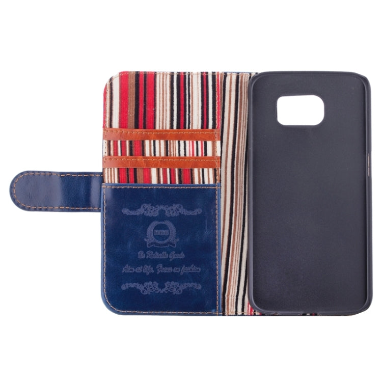 For Galaxy S6 Crazy Texture Leather Case with Card Slots & Wallet & Holder & Stripes Lining