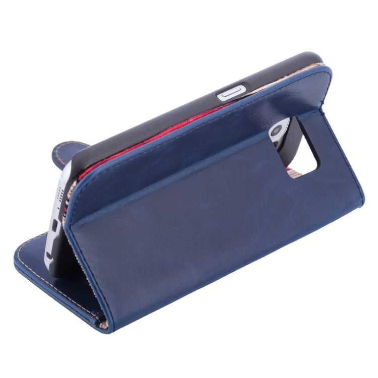 For Galaxy S6 Crazy Texture Leather Case with Card Slots & Wallet & Holder & Stripes Lining