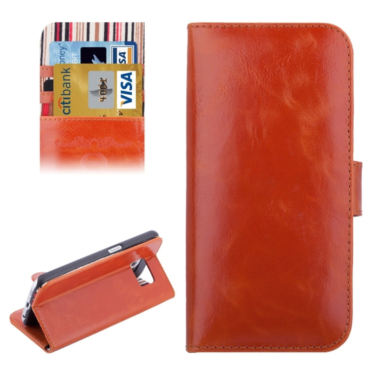 For Galaxy S6 Crazy Texture Leather Case with Card Slots & Wallet & Holder & Stripes Lining