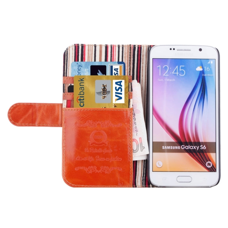 For Galaxy S6 Crazy Texture Leather Case with Card Slots & Wallet & Holder & Stripes Lining