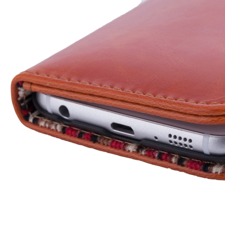 For Galaxy S6 Crazy Texture Leather Case with Card Slots & Wallet & Holder & Stripes Lining