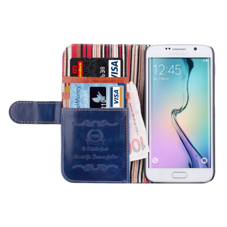 For Galaxy S6 Edge Crazy Texture Leather Case with Card Slots & Wallet & Holder & Stripes Lining