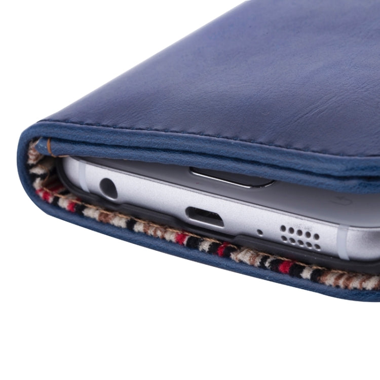 For Galaxy S6 Edge Crazy Texture Leather Case with Card Slots & Wallet & Holder & Stripes Lining