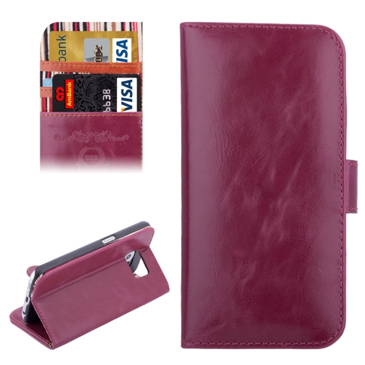 For Galaxy S6 Edge Crazy Texture Leather Case with Card Slots & Wallet & Holder & Stripes Lining