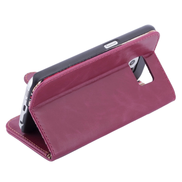 For Galaxy S6 Edge Crazy Texture Leather Case with Card Slots & Wallet & Holder & Stripes Lining