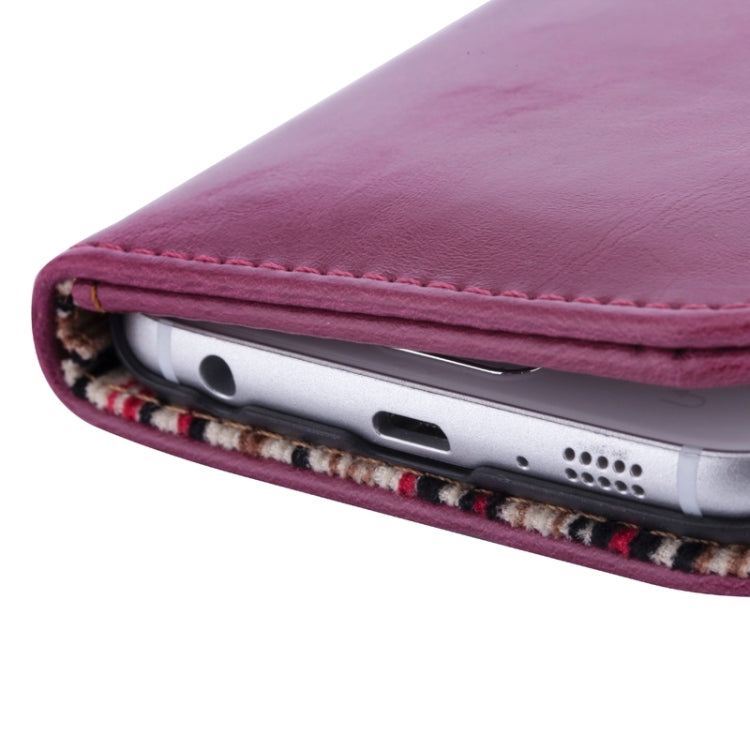 For Galaxy S6 Edge Crazy Texture Leather Case with Card Slots & Wallet & Holder & Stripes Lining