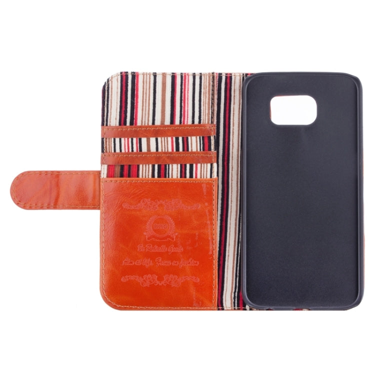 For Galaxy S6 Edge Crazy Texture Leather Case with Card Slots & Wallet & Holder & Stripes Lining