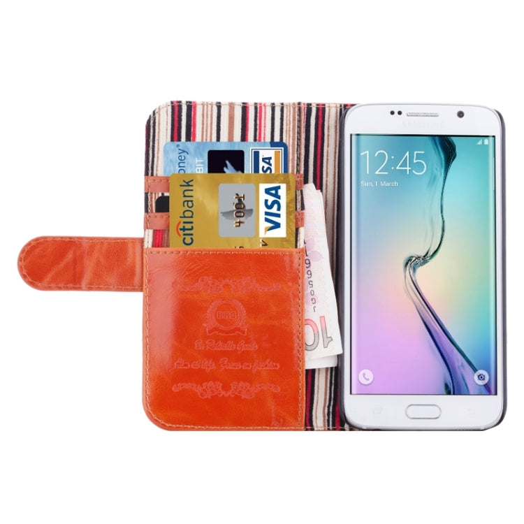 For Galaxy S6 Edge Crazy Texture Leather Case with Card Slots & Wallet & Holder & Stripes Lining
