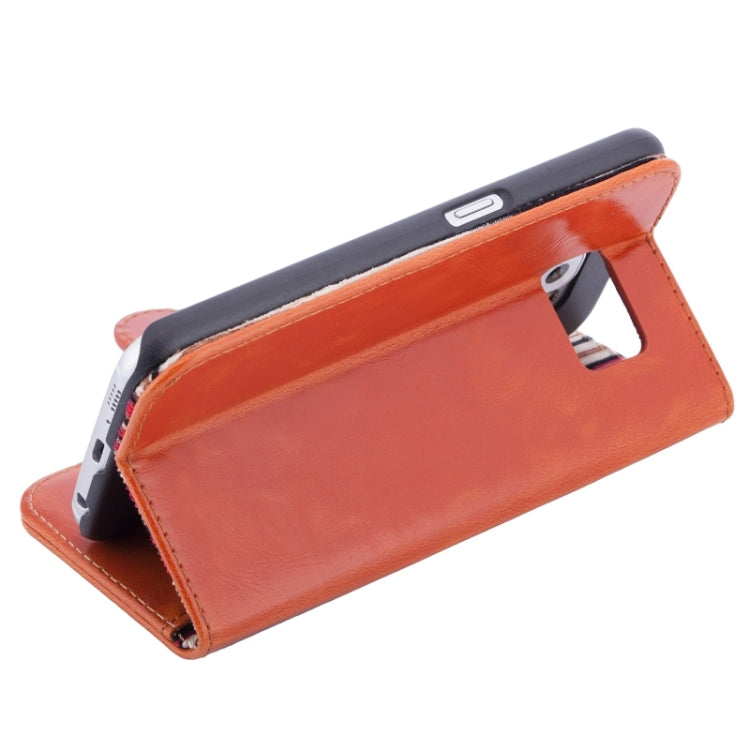 For Galaxy S6 Edge Crazy Texture Leather Case with Card Slots & Wallet & Holder & Stripes Lining